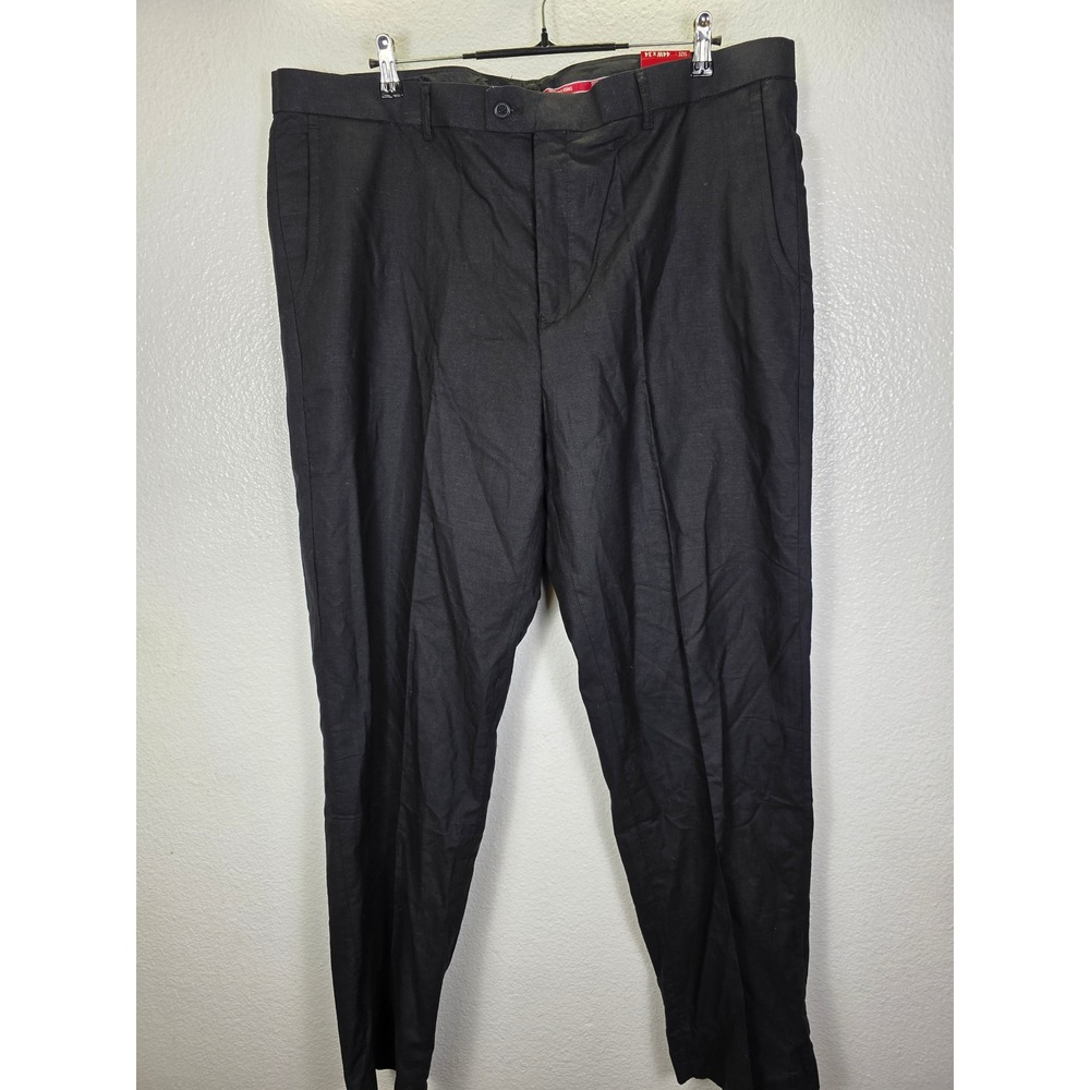 Stacy Adams Mens‎ Black Linen Cotton Blend Dress Pants 44W x 34L